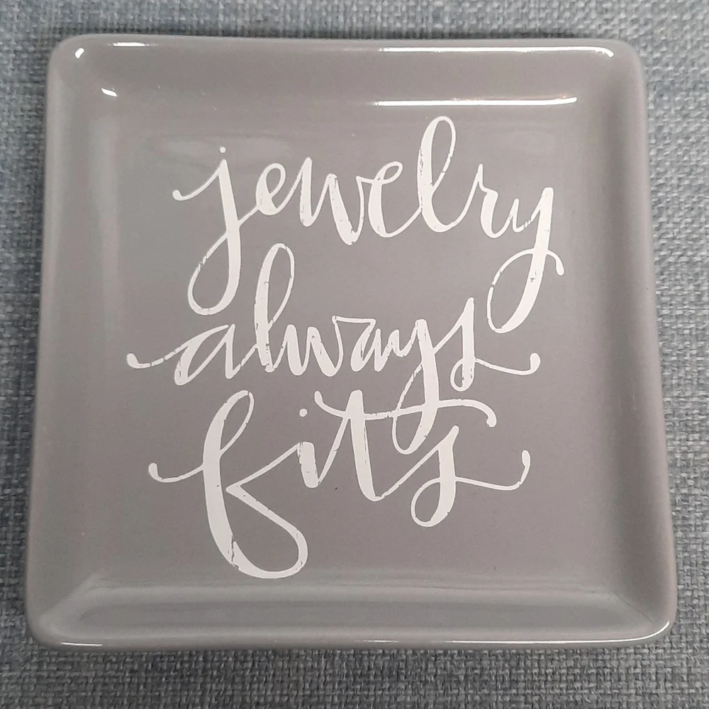 Ceramic Trinket Tray Dresser Dish Jewelry Always Fits Organizer Square